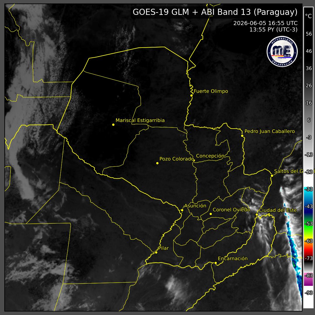 Imagen de satélite actual de Paraguay