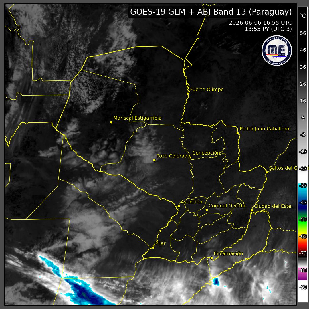 Imagen de satélite actual de Paraguay