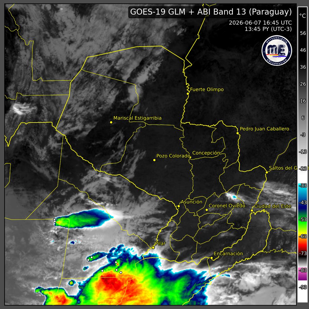 Imagen de satélite actual de Paraguay