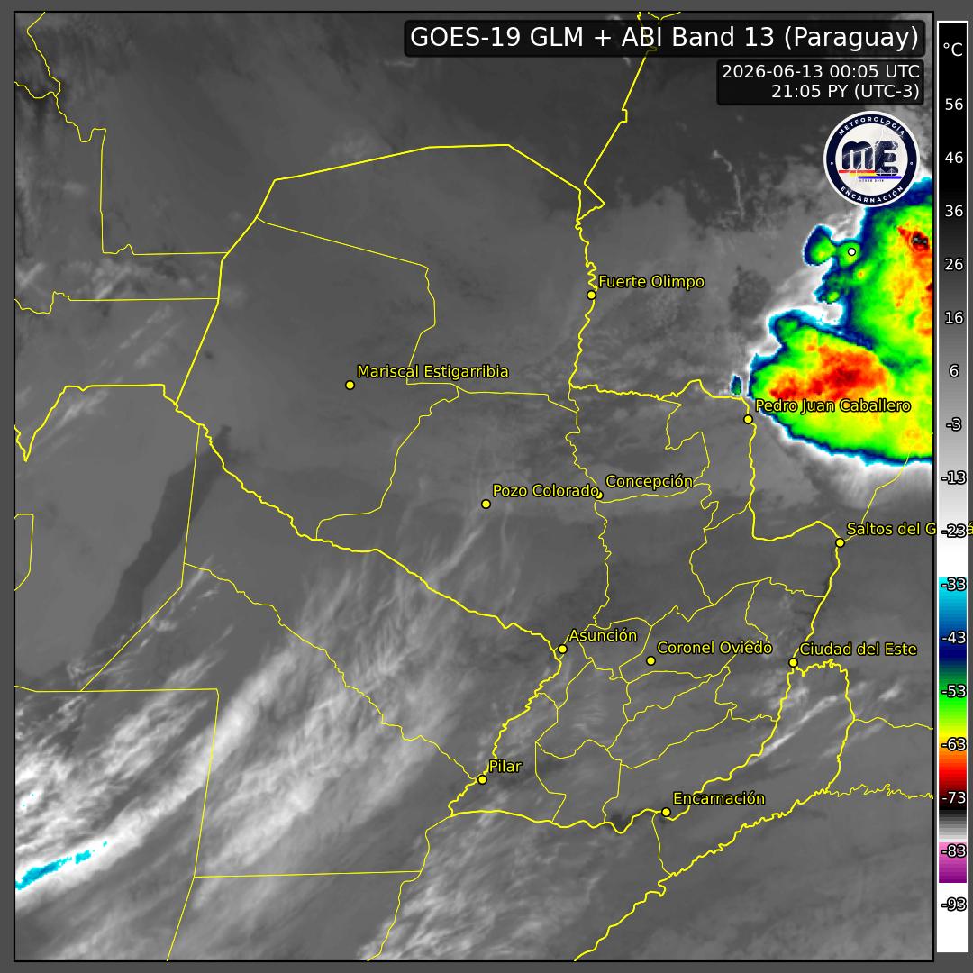 Imagen de satélite actual de Paraguay