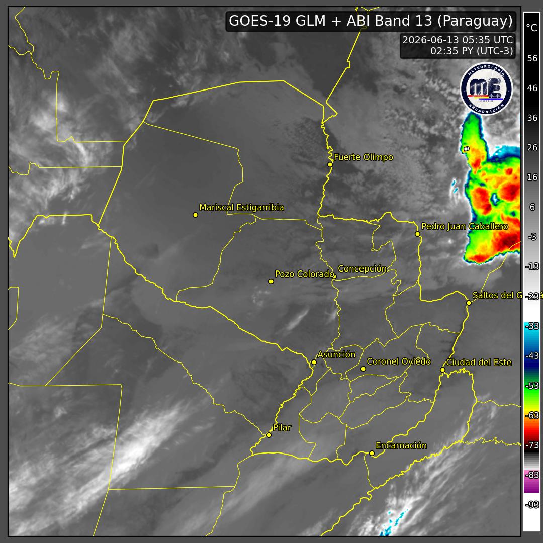 Imagen de satélite actual de Paraguay