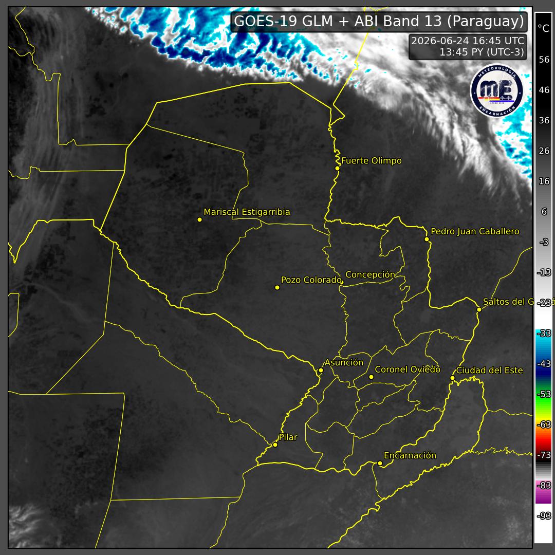 Imagen de satélite actual de Paraguay
