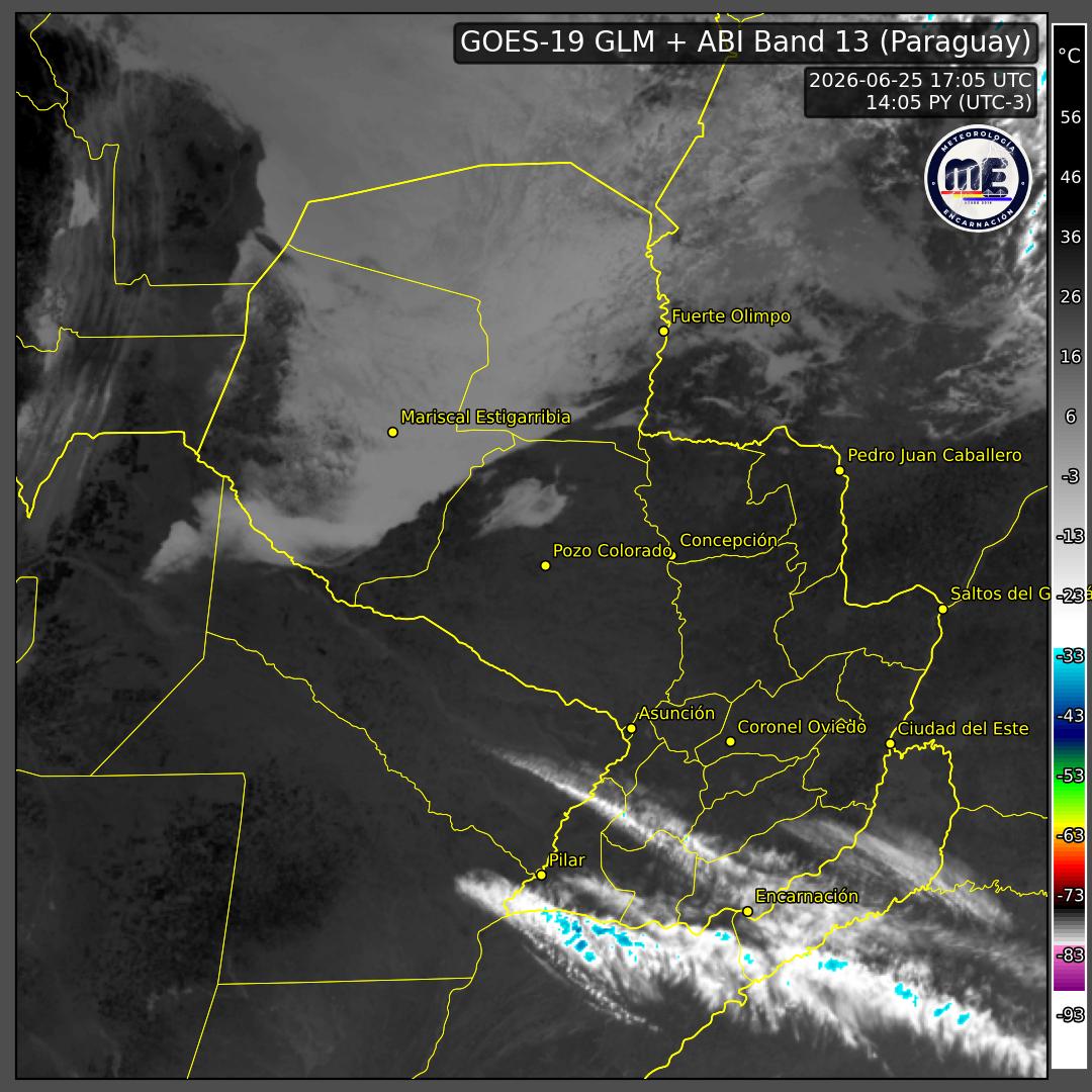 Imagen de satélite actual de Paraguay