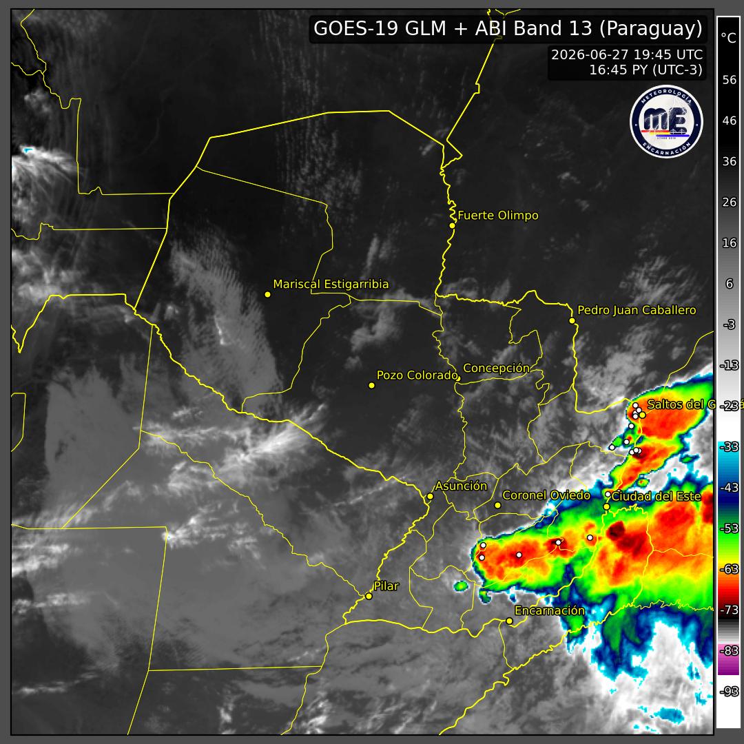 Imagen de satélite actual de Paraguay