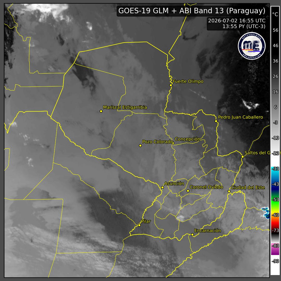 Imagen de satélite actual de Paraguay