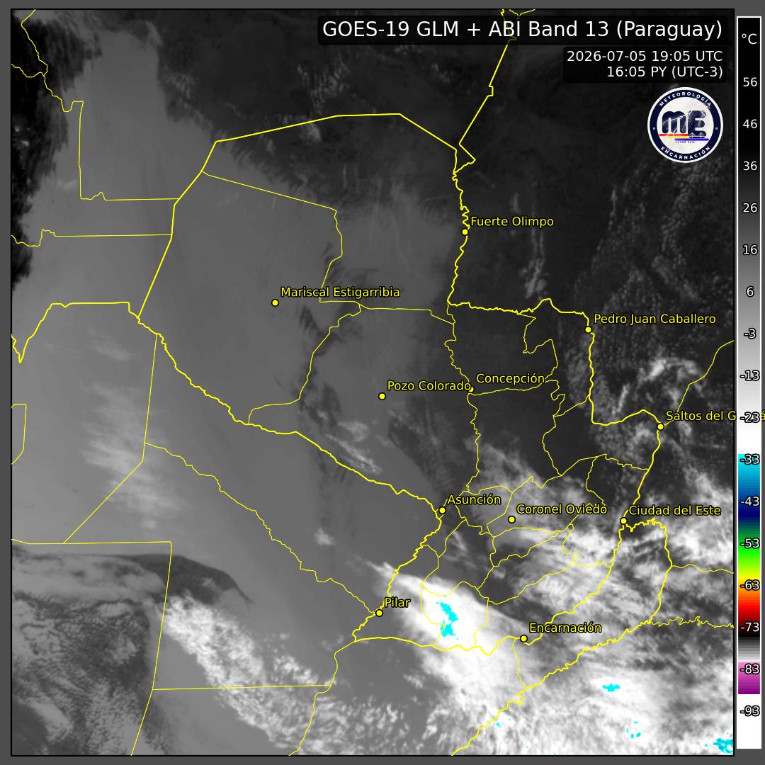 Imagen de satélite actual de Paraguay