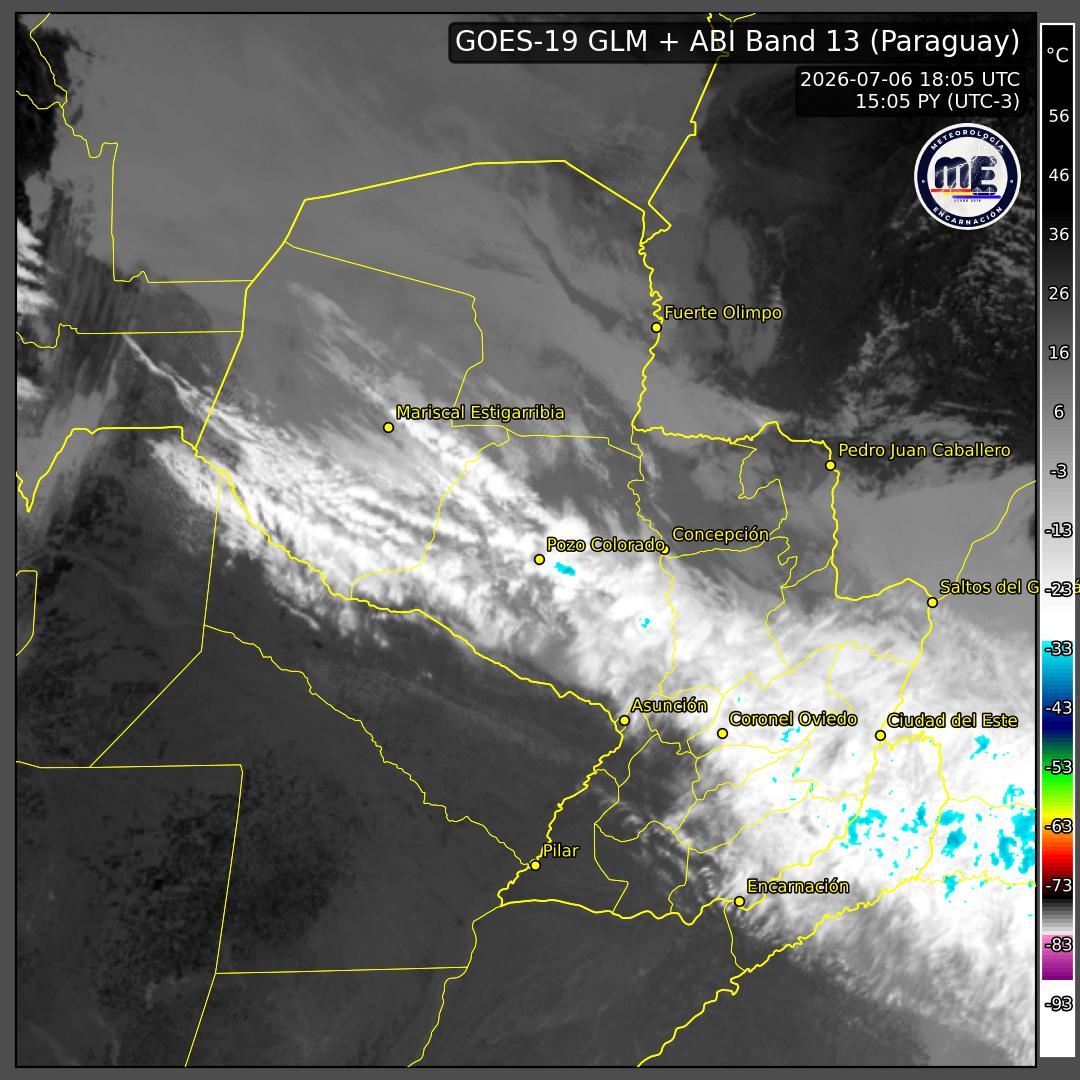 Imagen de satélite actual de Paraguay