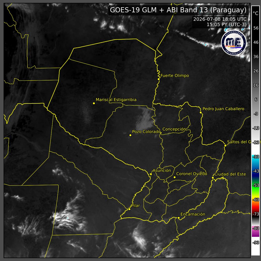 Imagen de satélite actual de Paraguay