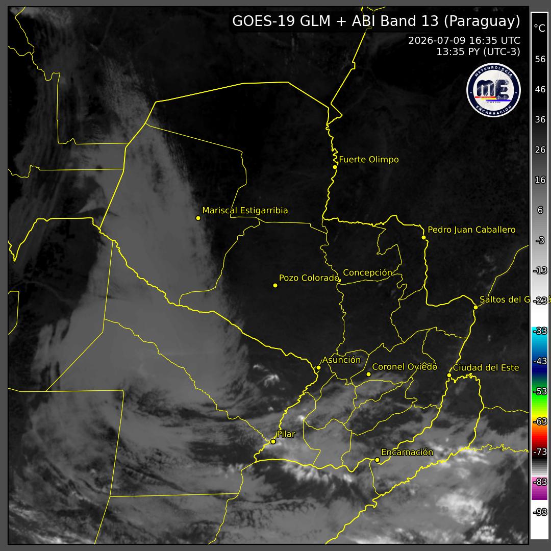 Imagen de satélite actual de Paraguay