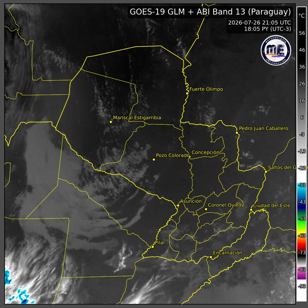 Imagen de satélite actual de Paraguay